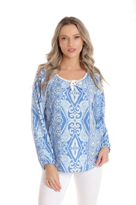 Bluza ie CP25027 alb & bleu & albastru, Cesy | marimea XXL