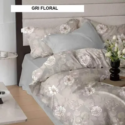 Lenjerie pat FINET (6 piese) gri floral 230x250 cm, Ralex | 1 buc