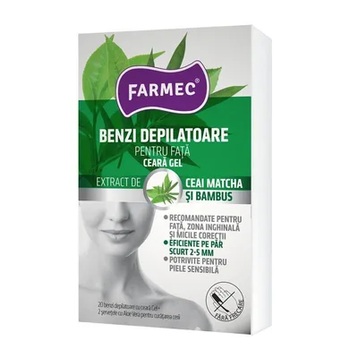 Benzi depilatoare pentru fata cu ceara-gel, Farmec