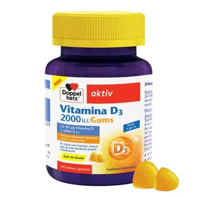 Jeleuri Gumate cu Vitamina D3 2000 UI, Doppelherz Activ | 40 buc.