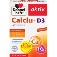 Calciu + D3, Doppelherz Aktiv | 30 comprimate + 10 comprimate CADOU
