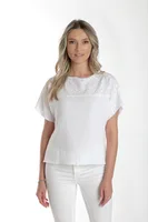 Bluza dantela brodata CV24058 alb, Cesy | marimea XL