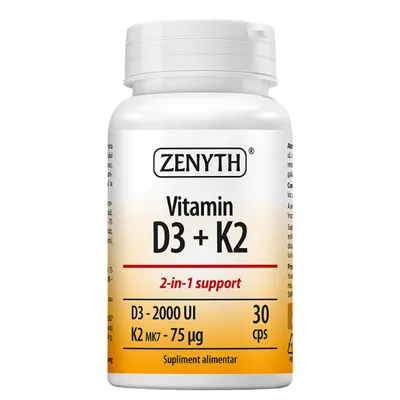 Vitamina D3 + K2 Forte, Zenyth | 30 capsule