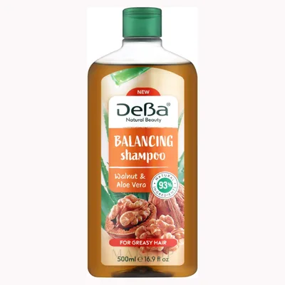 Sampon echilibrant pentru par gras DEBA NATURAL BEAUTY cu Nuci si Aloe Vera, Rubella | 500 ml