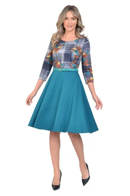 Rochie clos CI22004 turcoaz/maron floral, Cesy | marimea S