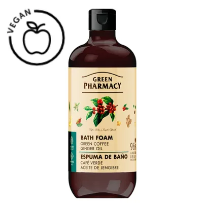 Gel - spuma de baie Cafea Verde si Ulei de Ghimbir, Green Pharmacy | 500 ml