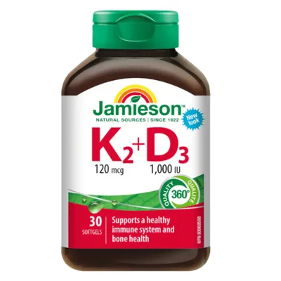 Vitamina K2 12 0mcg + D3, Jamieson | 30 capsule