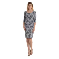 Rochie R2274 gri floral stiliat, Natalee | marimea S