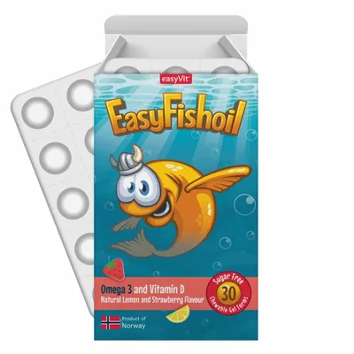 Easy FishOil Vitamina D si Omega 3 pentru copii, Ropharma | 30 comprimate masticabile