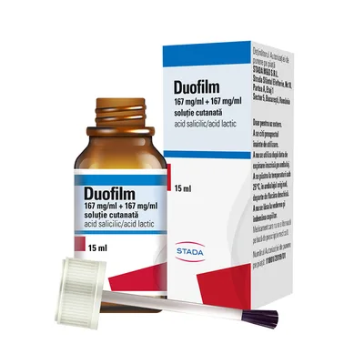 Duofilm solutie cutanata 167 mg/ml + 167 mg/ml, Stada | 15 ml