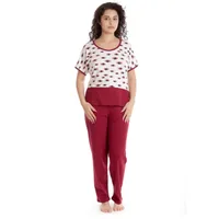 Pijama dama AV2417 grena/alb imprimeu, Andana | marimea S