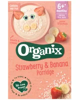 Cereale Ecologice BIO cu orez, porumb, capsuni si banane, 6 luni+, Organix | 120 g
