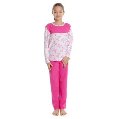 Pijama fete AI2502 ciclame/alb fluturi, Andana | marimea 32 (5/6 ani)