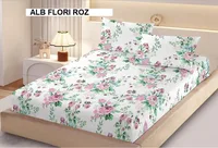 Husa de pat Finet + 2 fete de perna alb flori roz 200x160 cm, Ralex | 1 buc