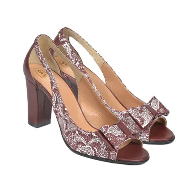 Pantofi Romance 48, grena/alb baroc, Raxela | marimea 35