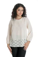 Bluza voal si dantela CT23070 crem, Cesy | marimea L