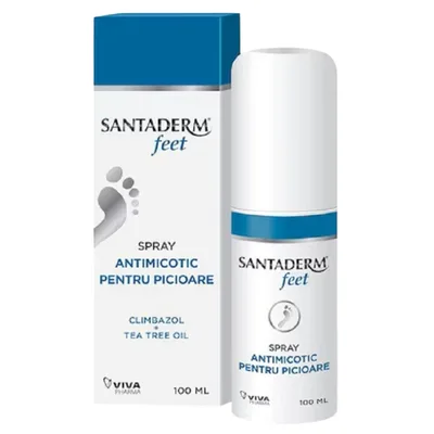 Spray antimicotic pentru picioare Santaderm Feet, Viva Pharma | 100 ml