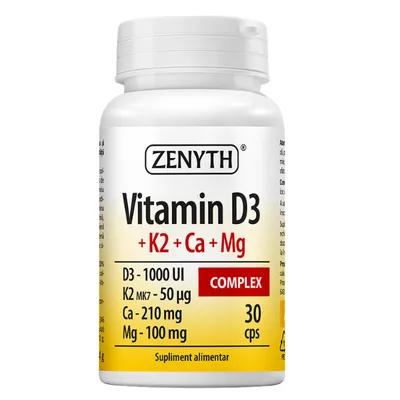 Vitamin D3+K2+Ca+Mg Complex, 30 capsule, Zenyth