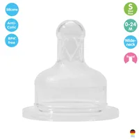 Tetina cu gat larg Natural+Soft, mar.S-debit mic, 0-24 luni, 14211, Baby Nova | 2 bucati