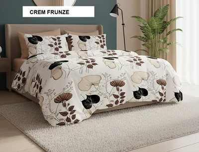 Lenjerie de pat policoton ELVO crem frunze 230x250 cm, Ralex | 1 buc