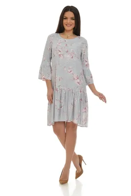 Rochie retro cu volane V55 gri floral, Eranthe | marimea S