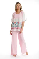 Pijama 3/4 dama AV2541 roz quartz/alb arabesc, Andana | marimea S