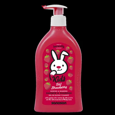 Sampon si gel de dus cu aroma de capsuni, Sanosan Kids | 400 ml