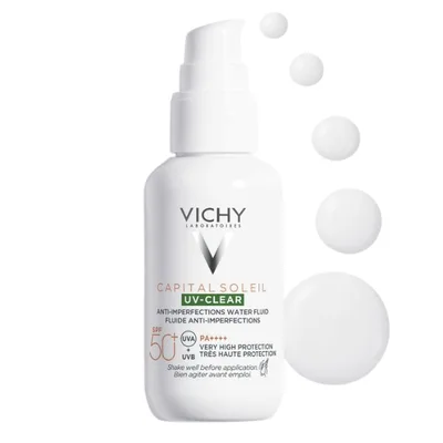 Fluid protectie zilnica SPF50+ anti-imperfectiuni pentru fata UV Clear, Capital Soleil, Vichy | 40 ml