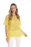 Bluza volanas CV25044 galben microfloral, Cesy | marimea XL
