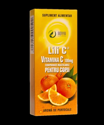 Vitamina C 100 mg pentru copii cu aroma de portocala, Lili C, Adya Green Pharma | 30 comprimate