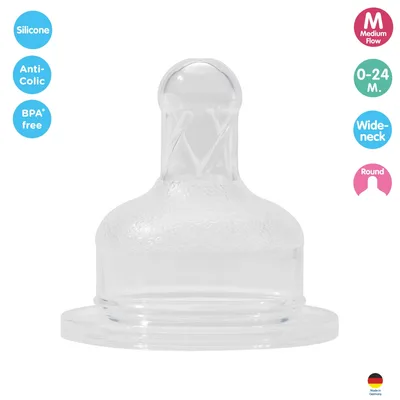 Tetina cu gat larg din silicon Natural+Soft, mar.M, 0-24 luni, 14221, Baby Nova | 2 bucati