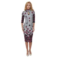 Rochie R2143 gri/ciclame/negru, Natalee | marimea S