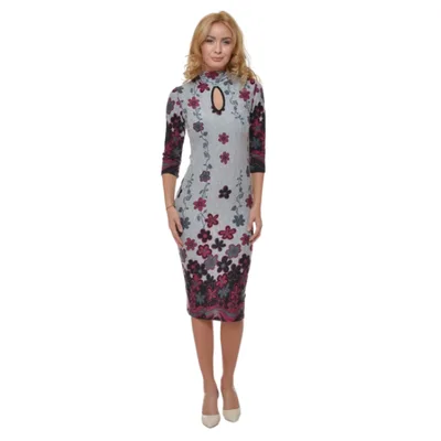 Rochie R2143 gri/ciclame/negru, Natalee | marimea S
