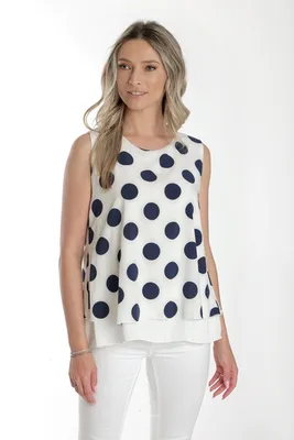 Bluza voal dublu CV24062 alb/bleumarin buline, Cesy | marimea L