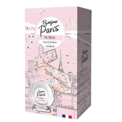 Set cadou dama Bonjour de Paris Floral, Corania | EDP 100 ml + esarfa