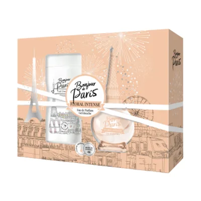 Set cadou dama Bonjour de Paris Floral Intense, Corania | EDP 100 ml + gel de dus 250 ml