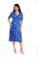 Rochie decolteu CV23030 albastru levantica/inimioare, Cesy | marimea S