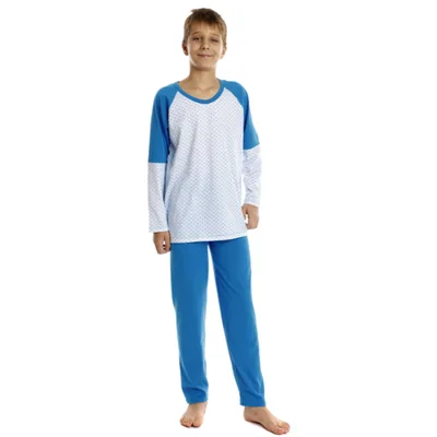 Pijama baieti AI2516 albastru/alb microimprimeu, Andana | marimea 32 (5/6 ani)