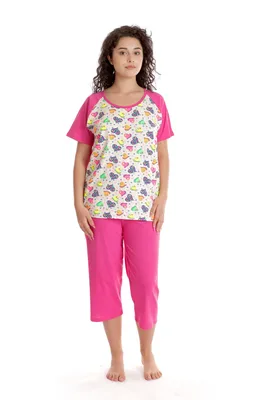 Pijama 3/4 dama AV2416 ciclame/multicolor hearts, Andana | marimea S
