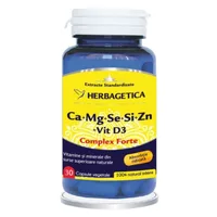 Ca+Mg+Se+Si+Zn cu vitamina D3 Complex Forte, Herbagetica | 30 capsule