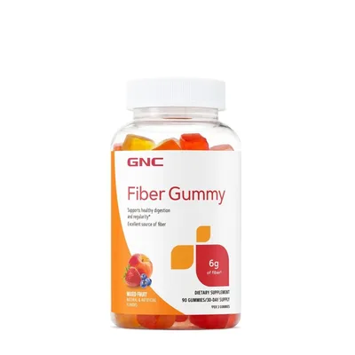 GNC Fiber Gummy, Jeleuri cu Fibre cu Aroma de Fructe Asortate | 90 jeleuri