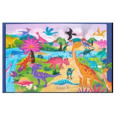 Puzzle piese lemn DINOSAUR 3+, Fun Toys | 100 piese de lemn