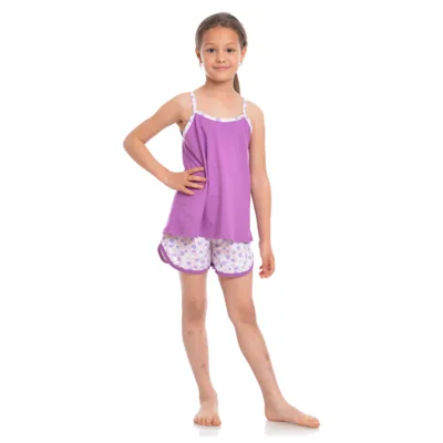 Pijama de vara fete AV2236 mov lila/alb imprimeu, Andana | marimea 40 (13/14 ani)