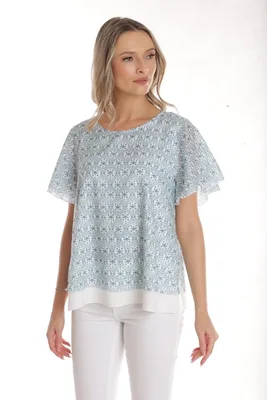 Bluza dama CV25042 bleu microimprimeu, Cesy | marimea S