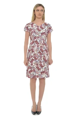 Rochie CV18079 alb/visiniu arabesc, Cesy | marimea S