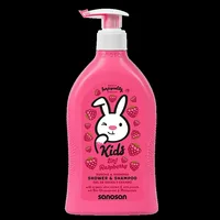 Gel de dus si sampon pentru copii cu aroma de zmeura, Sanosan Kids | 400 ml