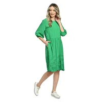 Rochie midi cu buzunare ERV24V262 verde intens/broderie, Eranthe | marimea L