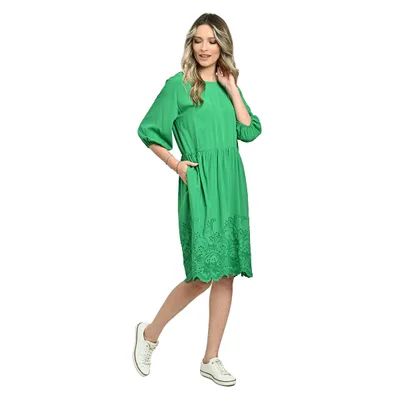 Rochie midi cu buzunare ERV24V262 verde intens/broderie, Eranthe | marimea L