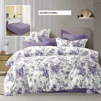 Lenjerie de pat ECONOMY alb mov floral 230x250 cm, Ralex | 1 buc