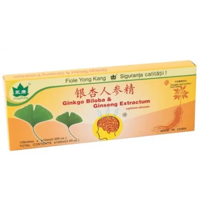Ginko Biloba si Ginseng extractum, Yong Kang | 10 fiole